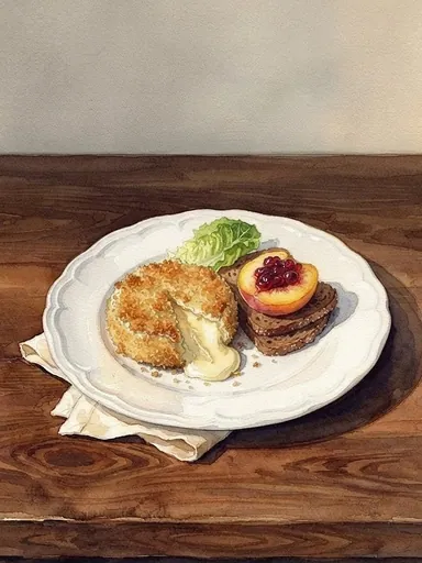 Aquarell: Gebackener Camembert