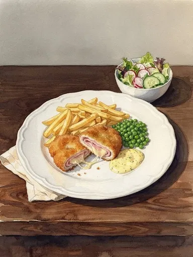 Aquarell: Cordon bleu vom Schweinefilet
