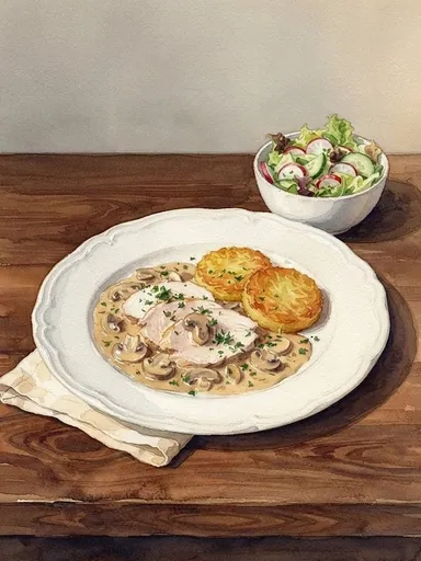 Aquarell: Geschnetzeltes vom Putenbrustfilet