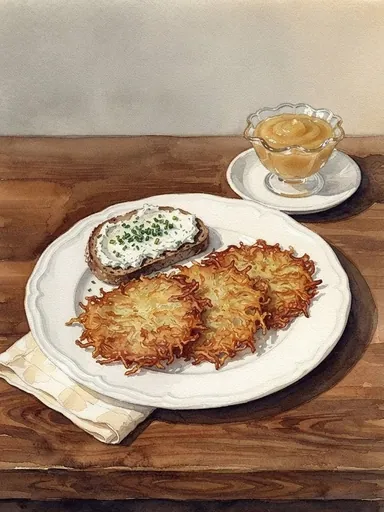 Aquarell: Hausgemachte Reibekuchen, 3 Stück