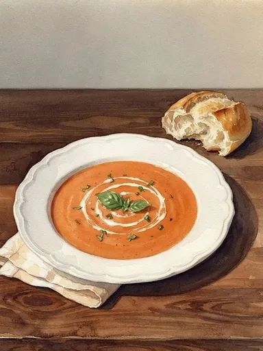 Aquarell: Tomatensuppe